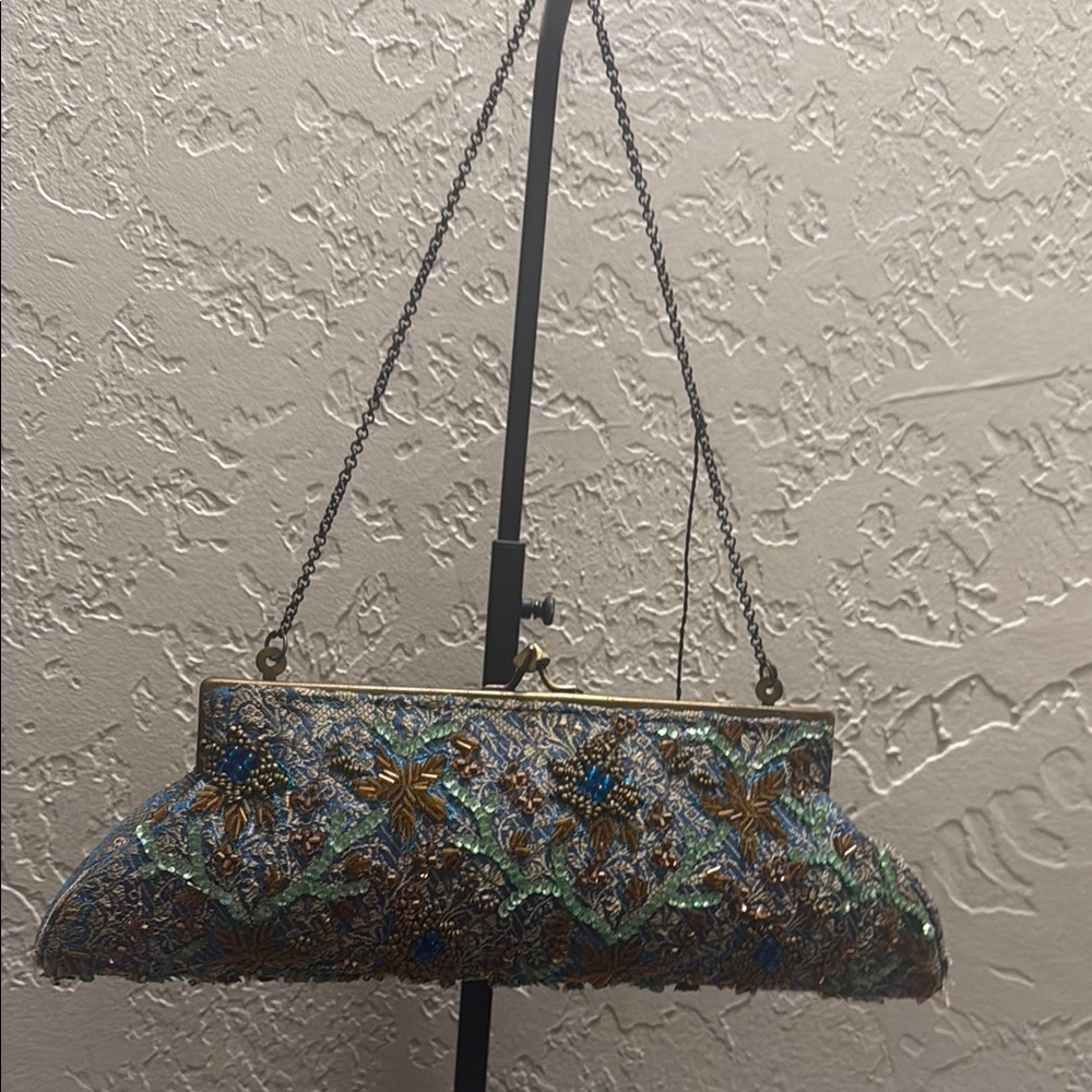 Elegant Blue and Gold Clutch